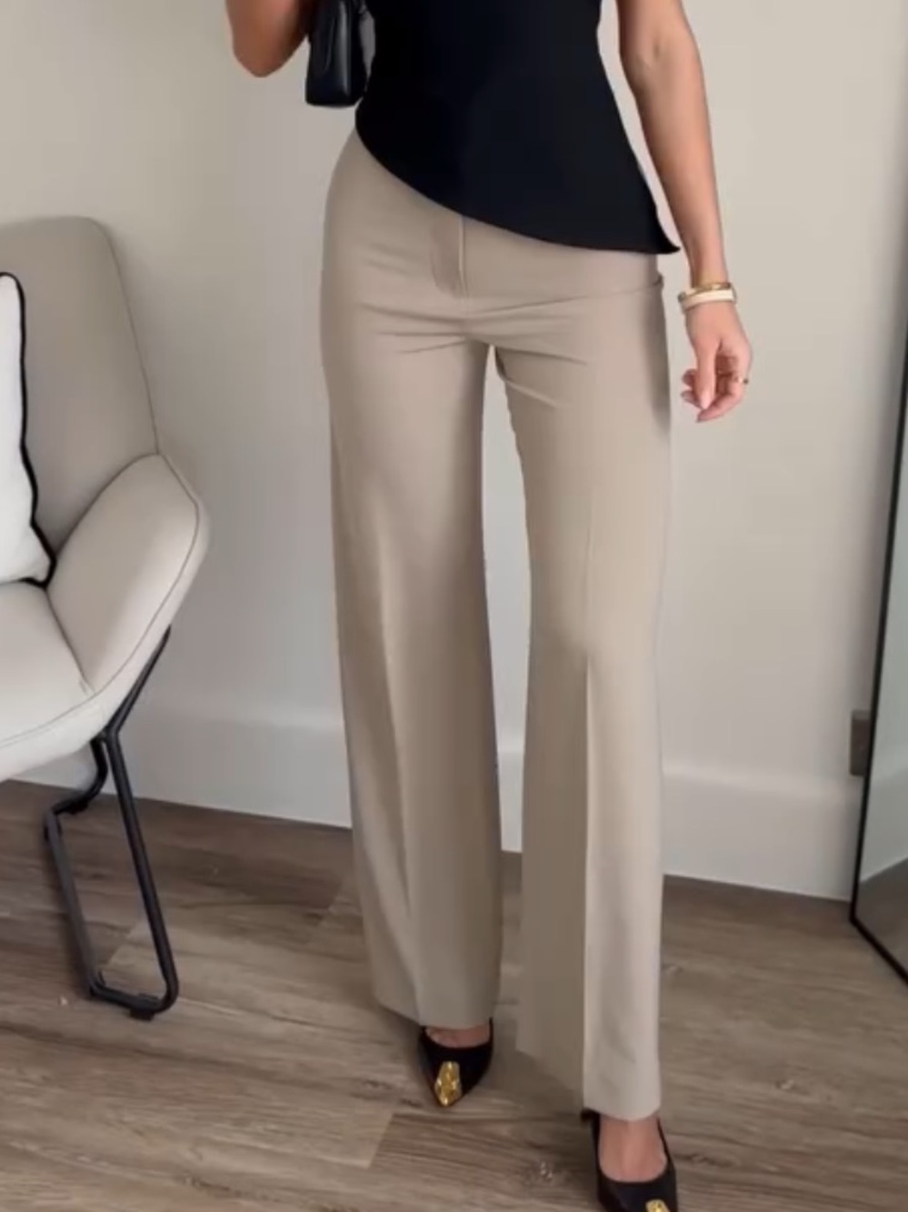 H&M Light Pink high waisted Wide-Leg Pants